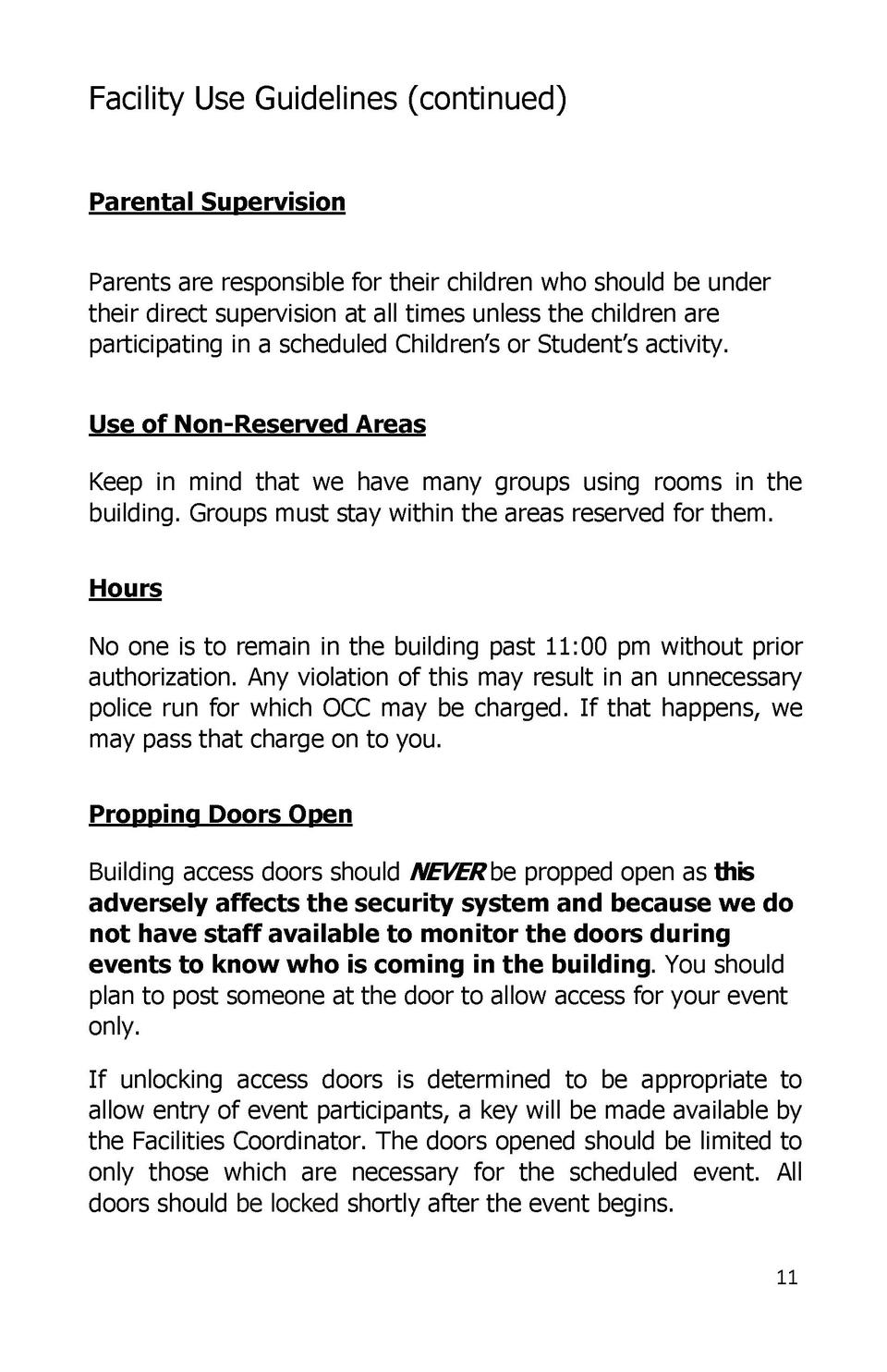 Facilities Use Guide