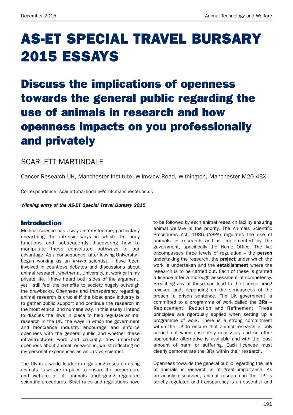To what extent is the use of animals in scientific research acceptable essay