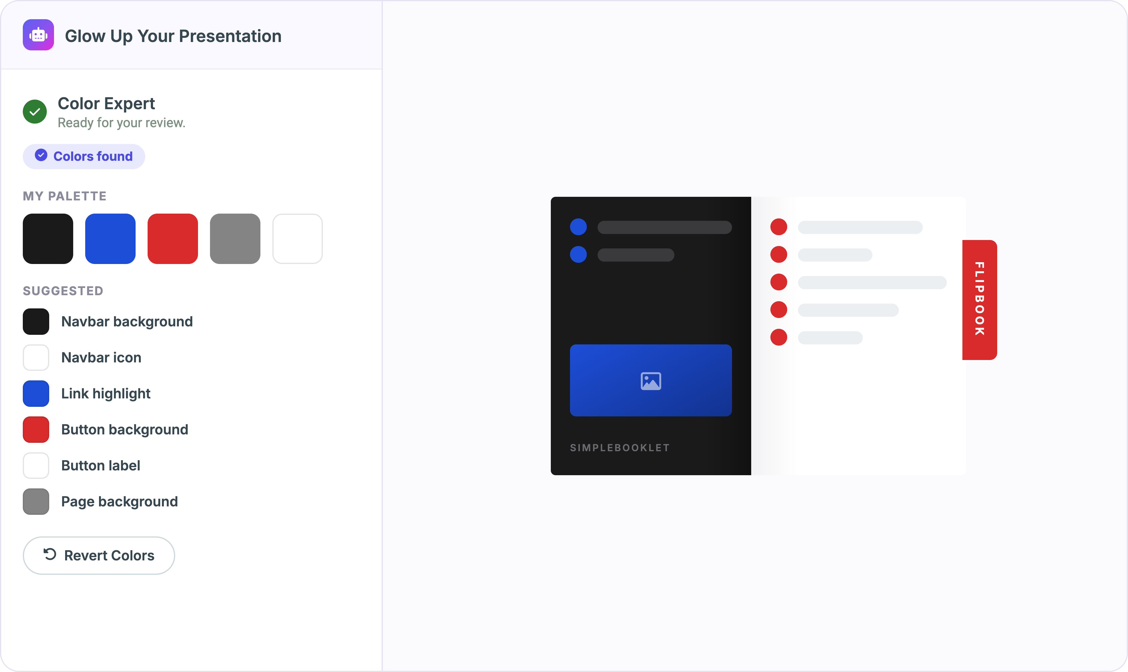 Your Expert suggesting a color palette