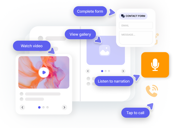 Simplebooklet interactive publication with video, narration, forms, tap-to-call, and gallery elements