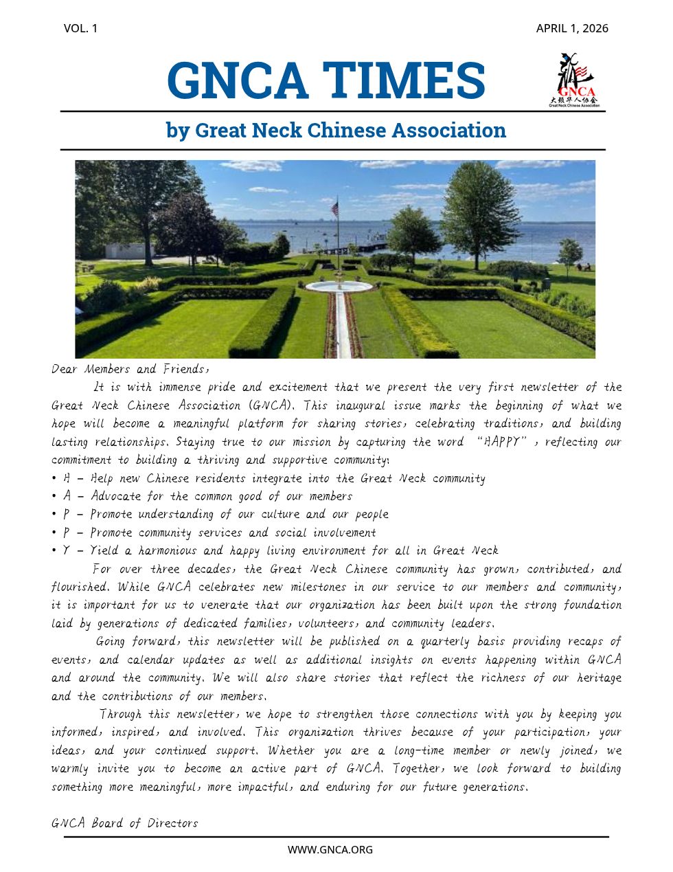 GNCA Newsletter Vol. 1