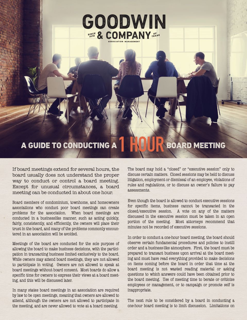 Guide to One Hour Board Meetings