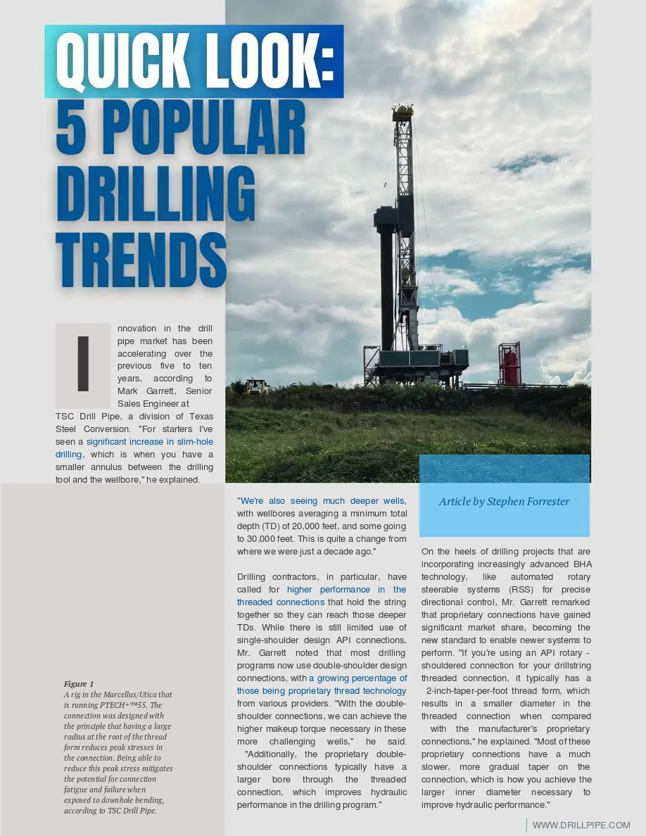 PTech+™ - TSC Drill pipe Designed for High Torque Performance