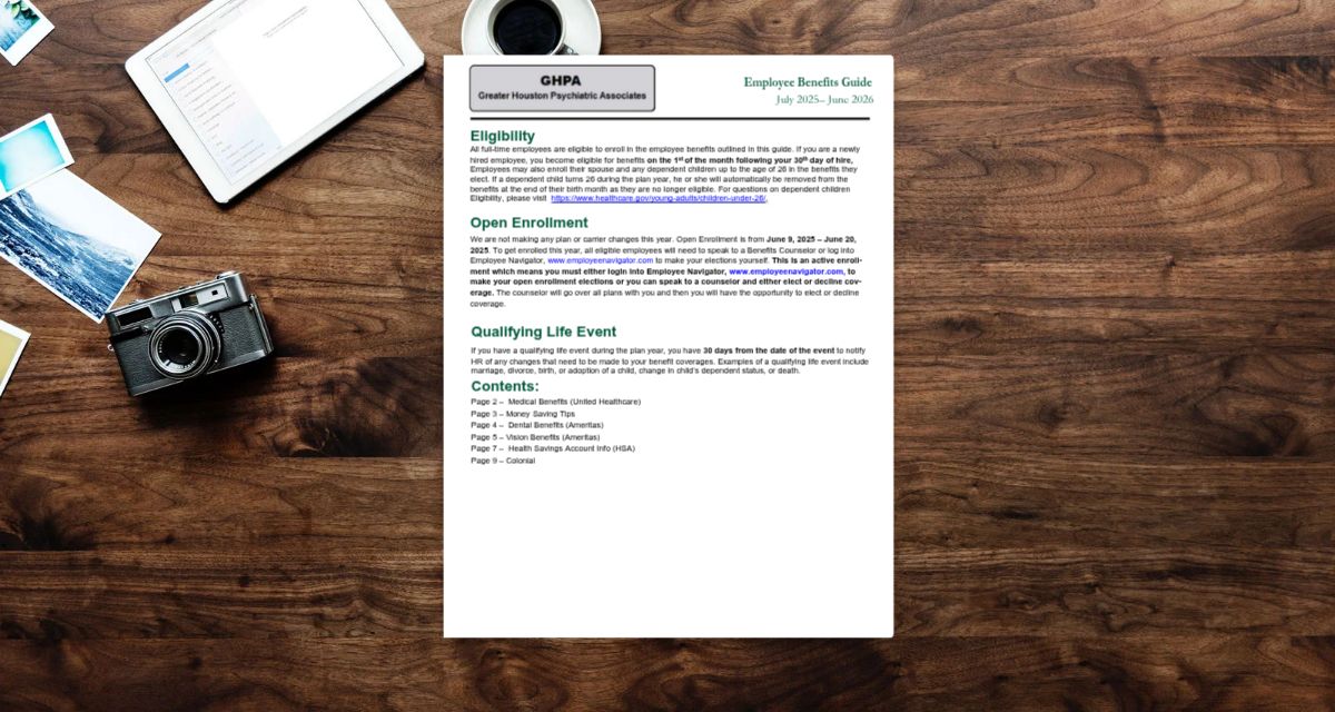 Greater Houston Psychiatric Associates - Benefits Guide