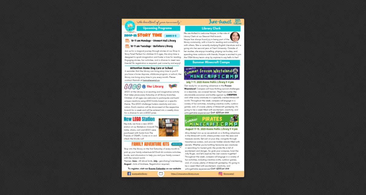 OSM Public Library May- August 2025 Newsletter