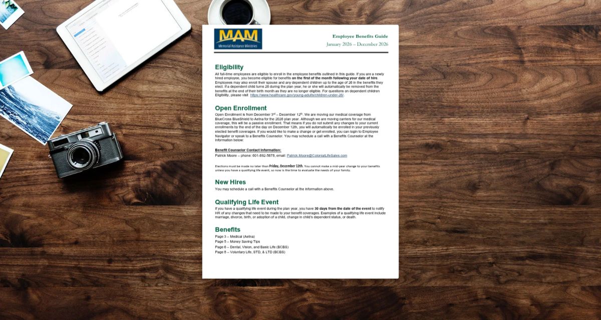 Memorial Assistance Ministries - Benefits Guide