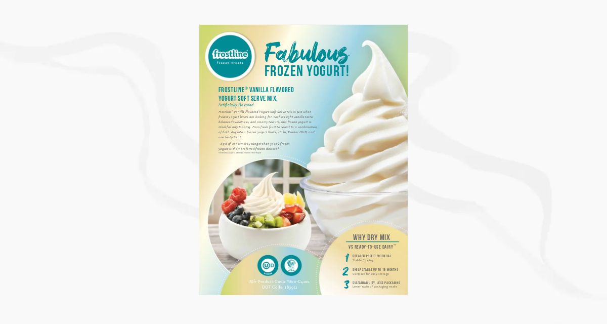 Frostline Vanilla Frozen Yogurt Sell Sheet