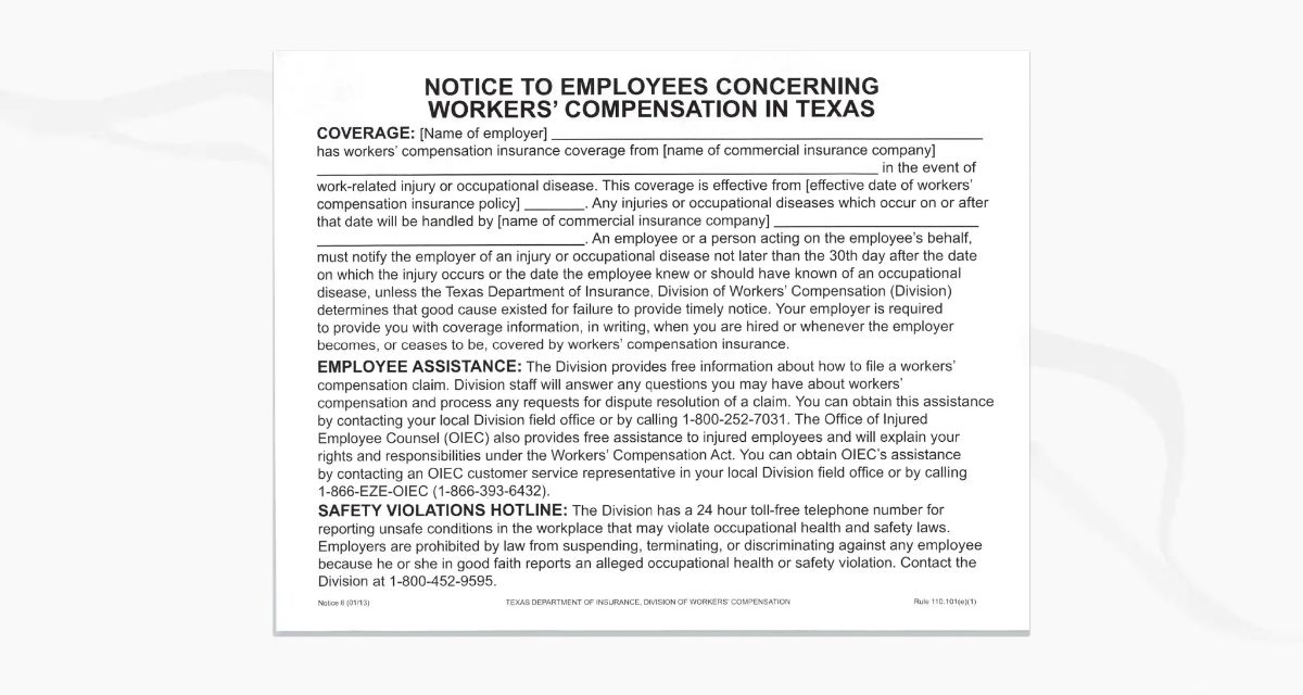 Notice to Employees: Workers' Compensation in Texas