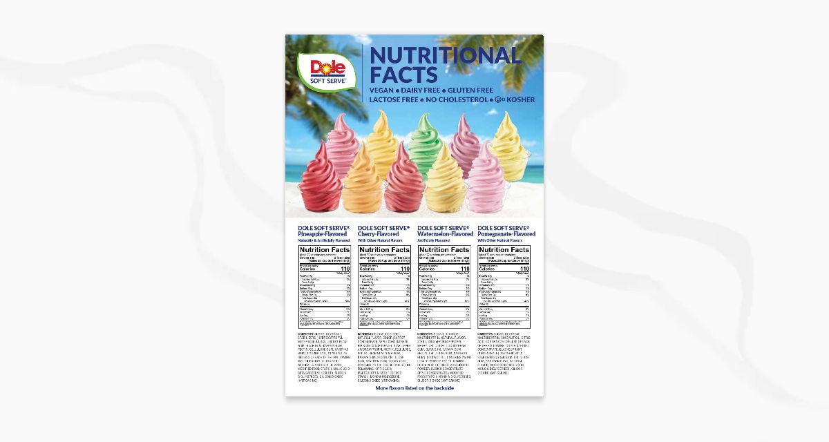 Nutritional Facts DOLE SOFT SERVE