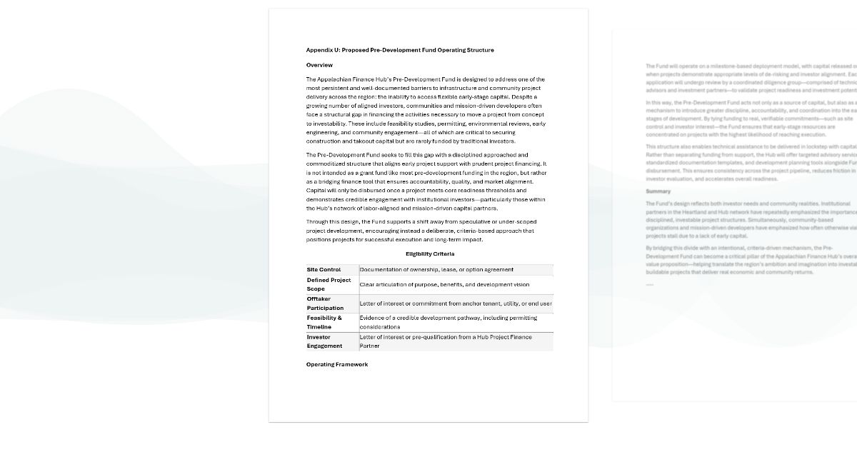 Appendix O Proposed Predevelopme