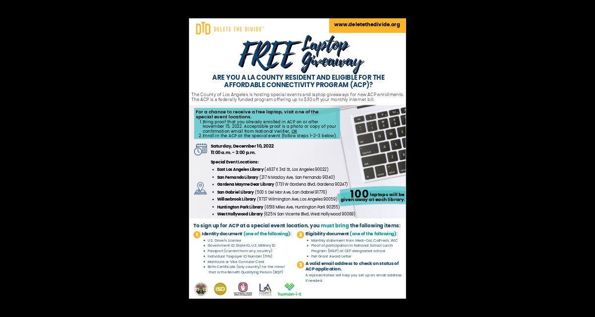 ACP Free Laptop Giveaway Events
