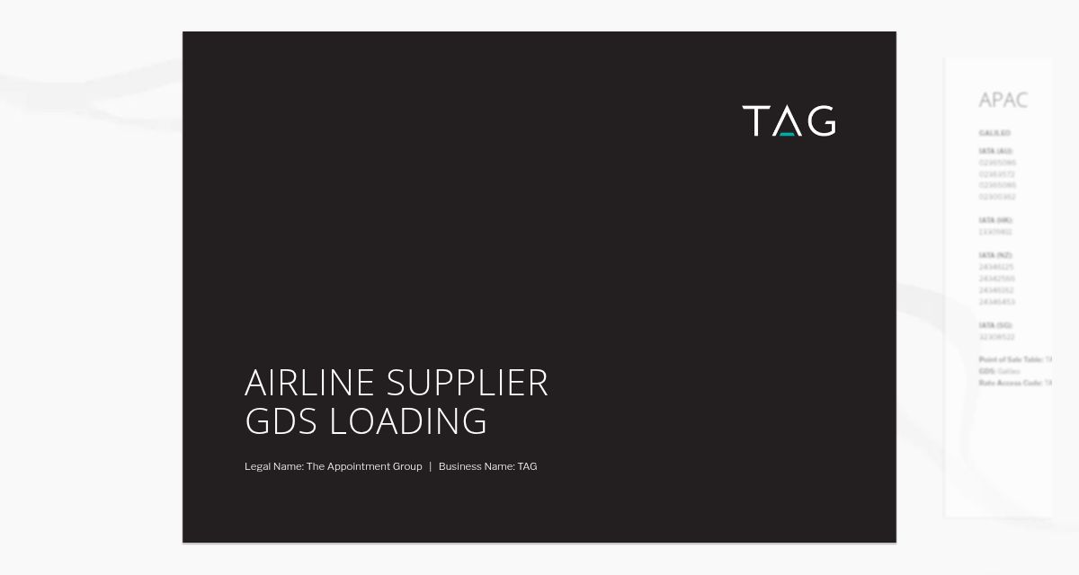 TAG Airline GDS Loading Sheet 2025