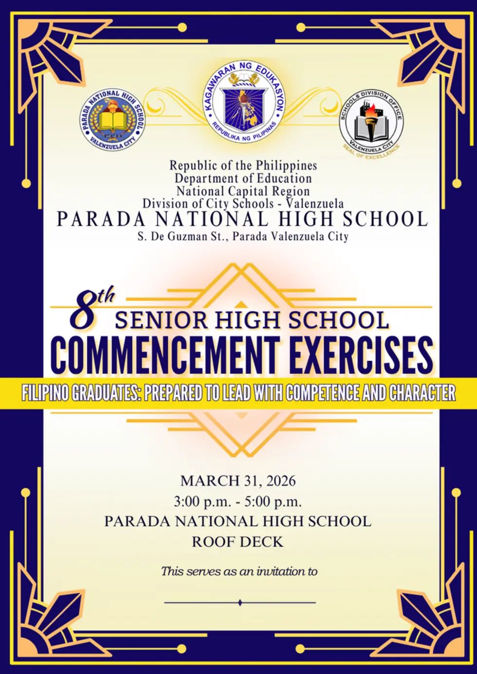 8th Commencement Exercises SY. 2025-2026 Invitation