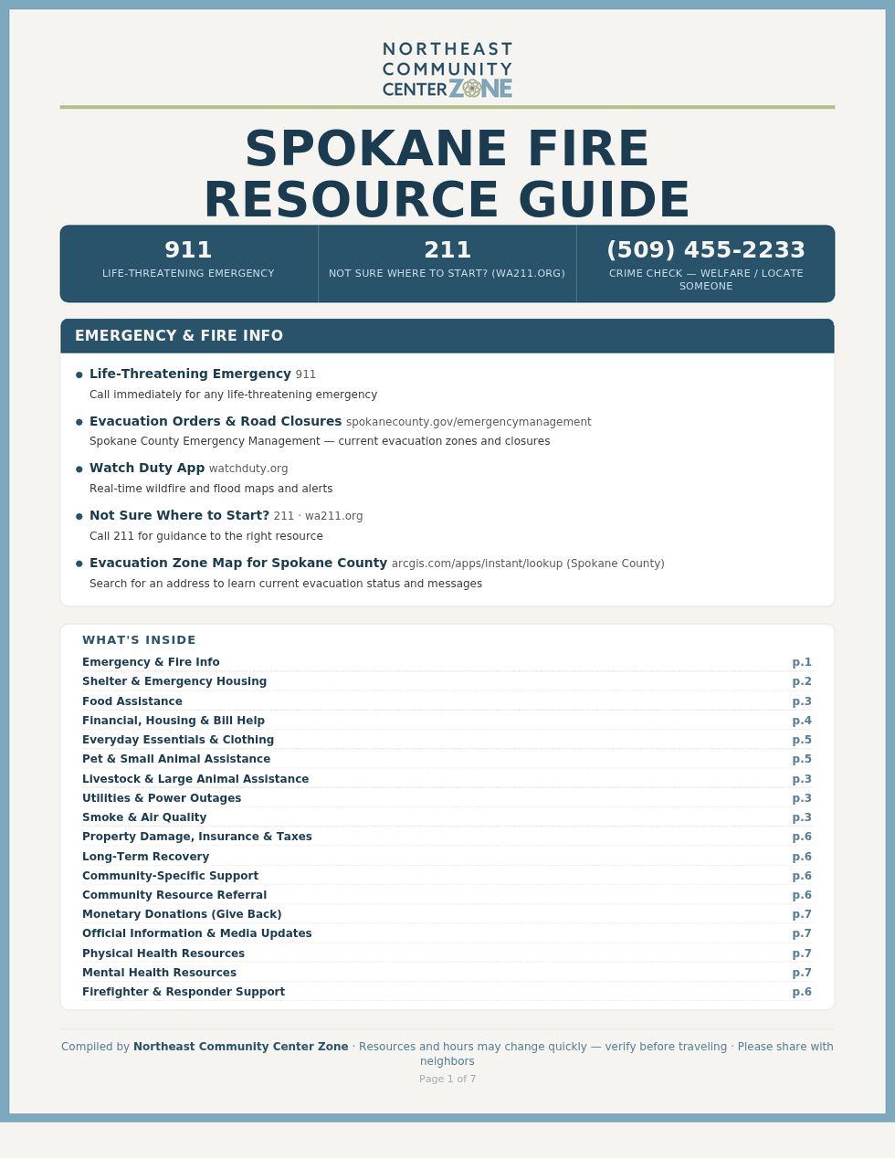 NECC Spokane Fire Relief Resource Guide