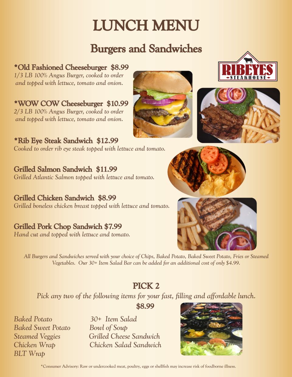 Mount Olive Lunch Menu