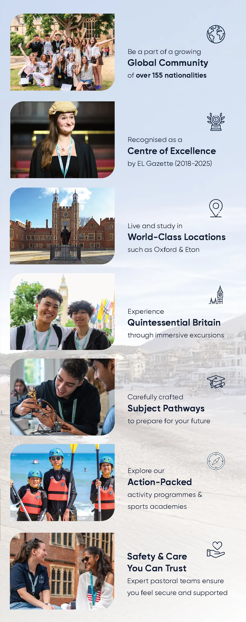 Be a part of a growing  Global Community of over 155 nationalities  Recognised as a  Centre of Excellence by EL Gazette  2...