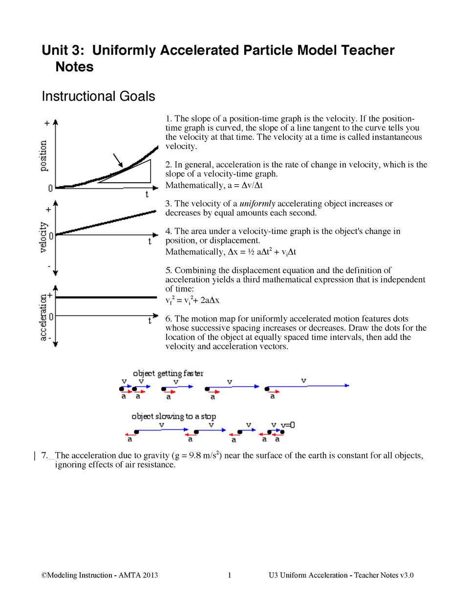 Uniformly Accelerated Particle Model Worksheet 5