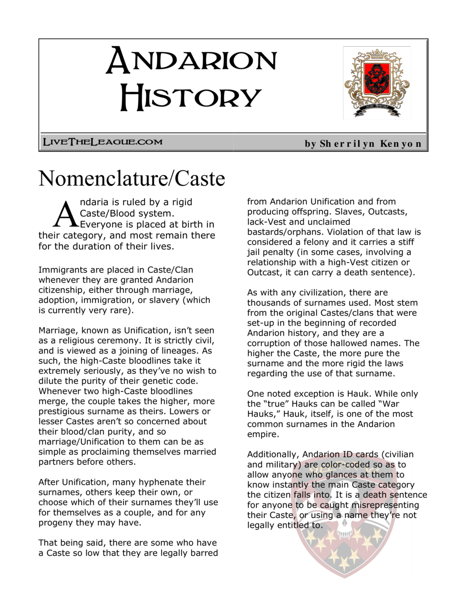 Andarion Caste History