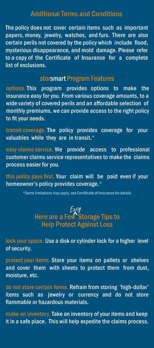 Storsmart Insurance What You�ll Need Oakridge Storage