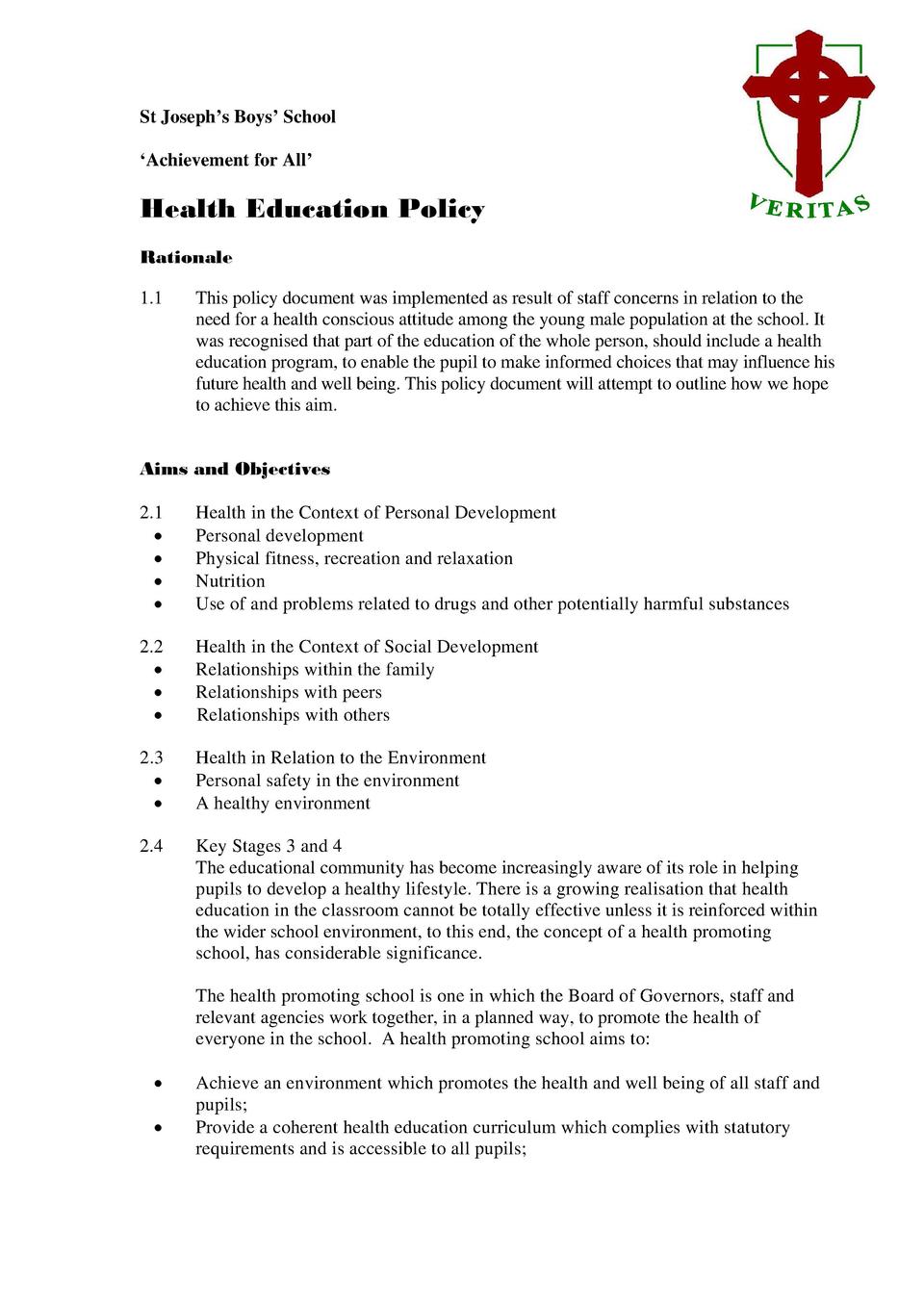 Health Education Policy