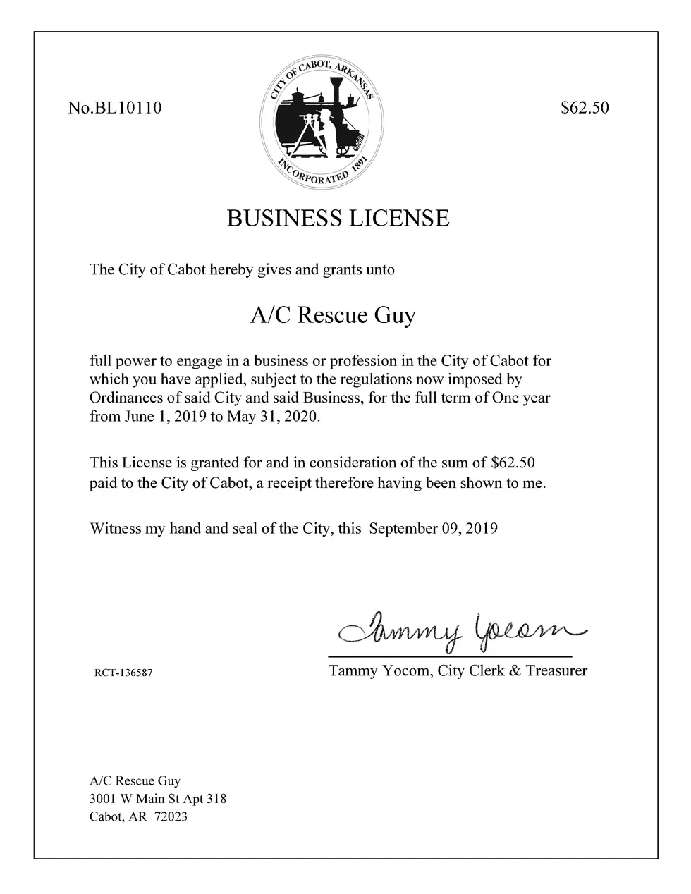 Permit/Business License Example