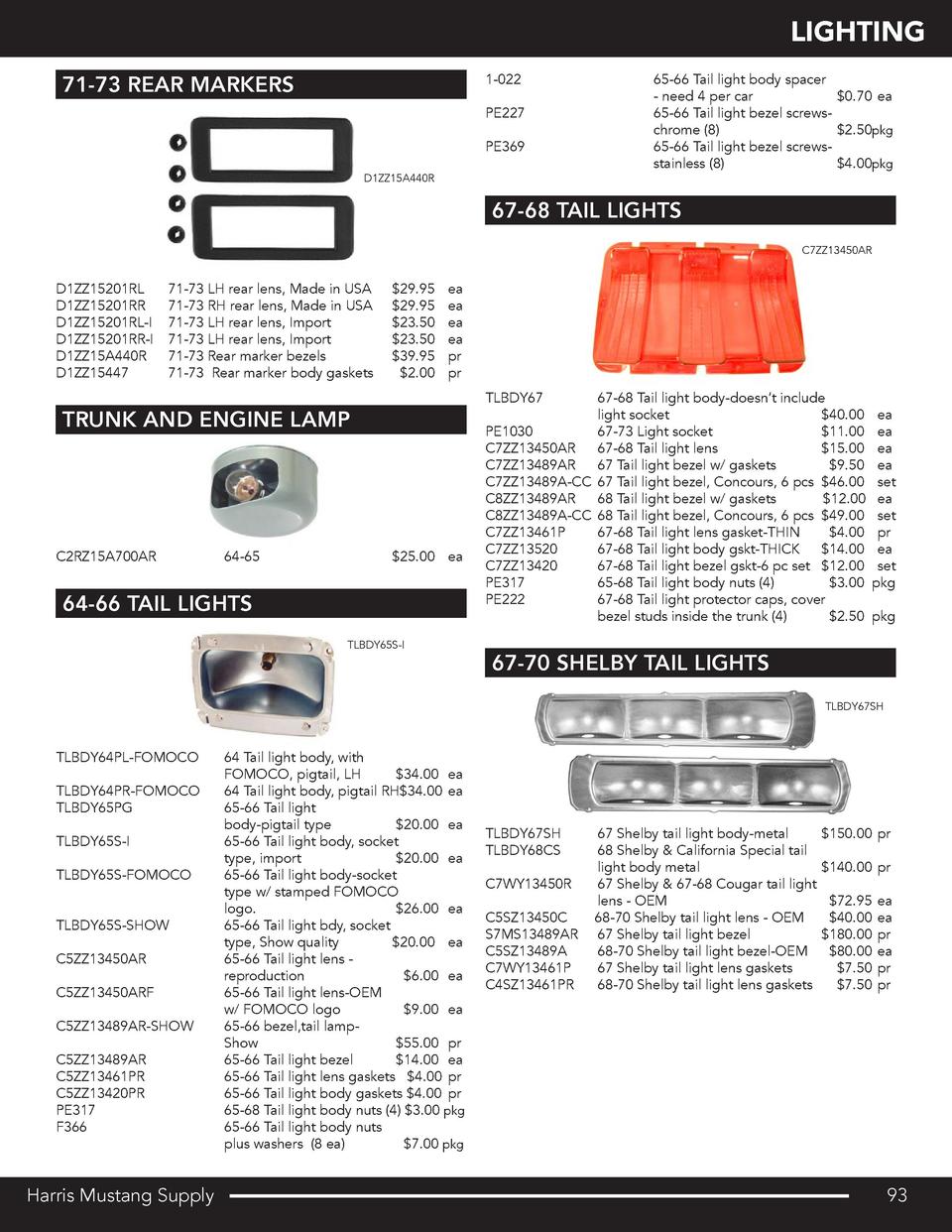 1968 mustang tail light bezels on Harris Mustang Retail Catalog Simplebooklet Com
