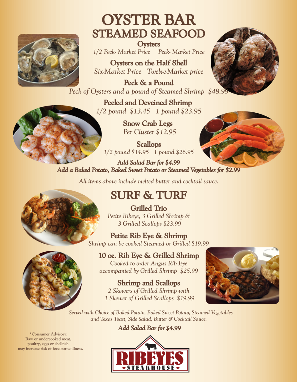 Tarboro Oyster Bar Menu