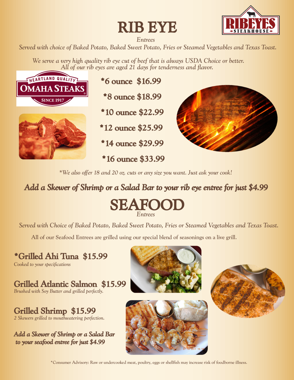 Henderson Dinner Menu