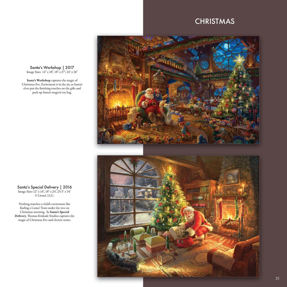 Thomas Kinkade Santa/'s Special Delivery 12 x 16 S//N LE Paper Lionel Train