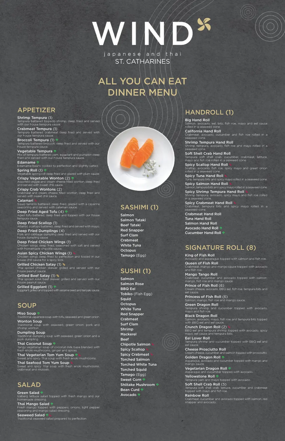 WIND JAPANESE & THAI AYCE DINNER MENU : simplebooklet.com