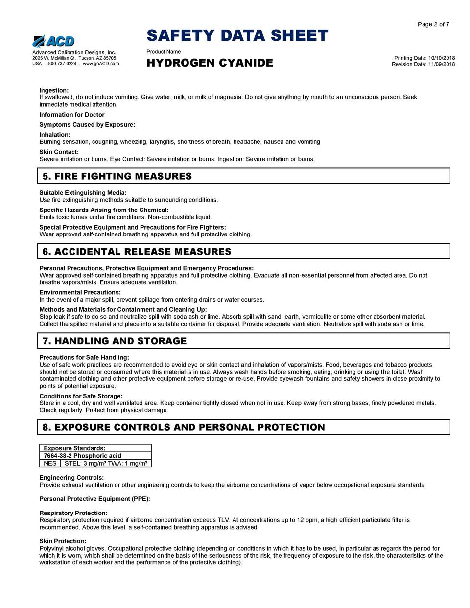 Hydrogen Cyanide SDS