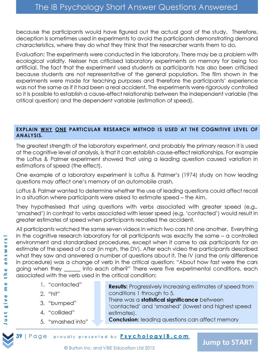 IB Psychology SAQ Model Answer