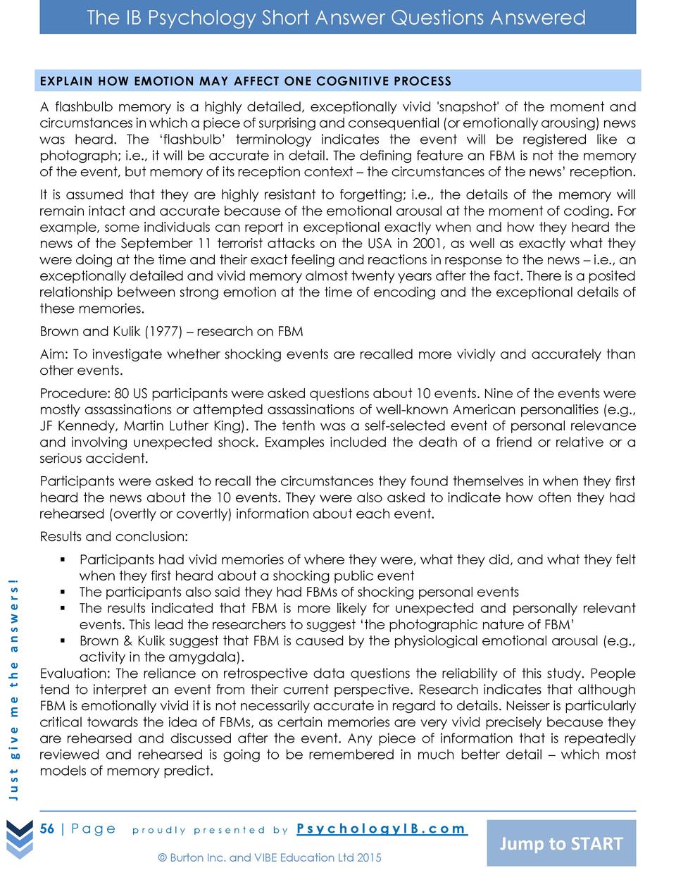 IB Psychology - SAQ Model Answer