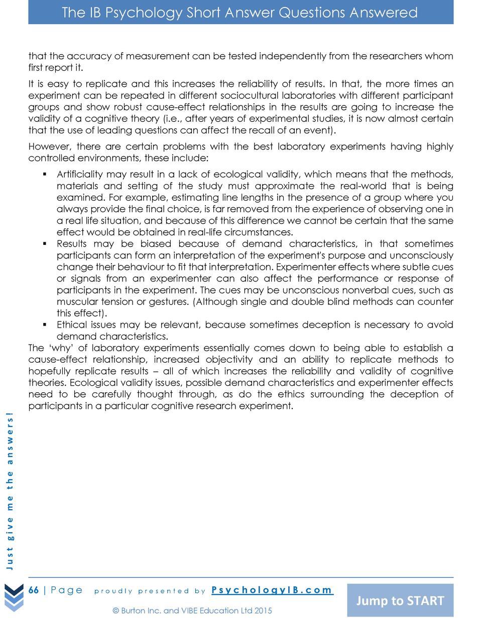 IB Psychology - SAQ Model Answer