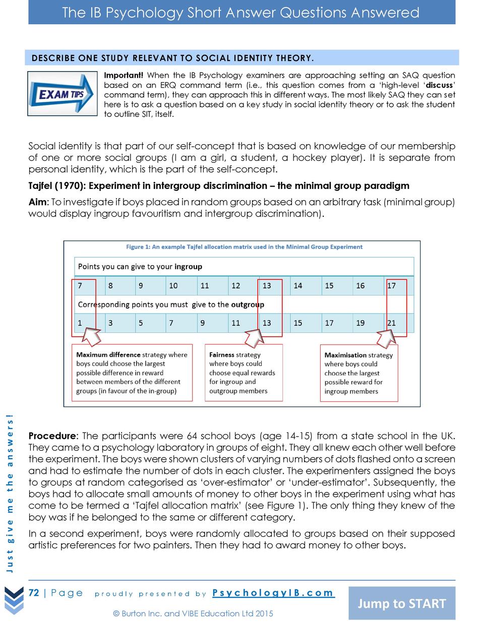 IB Psychology - SAQ Model Answer