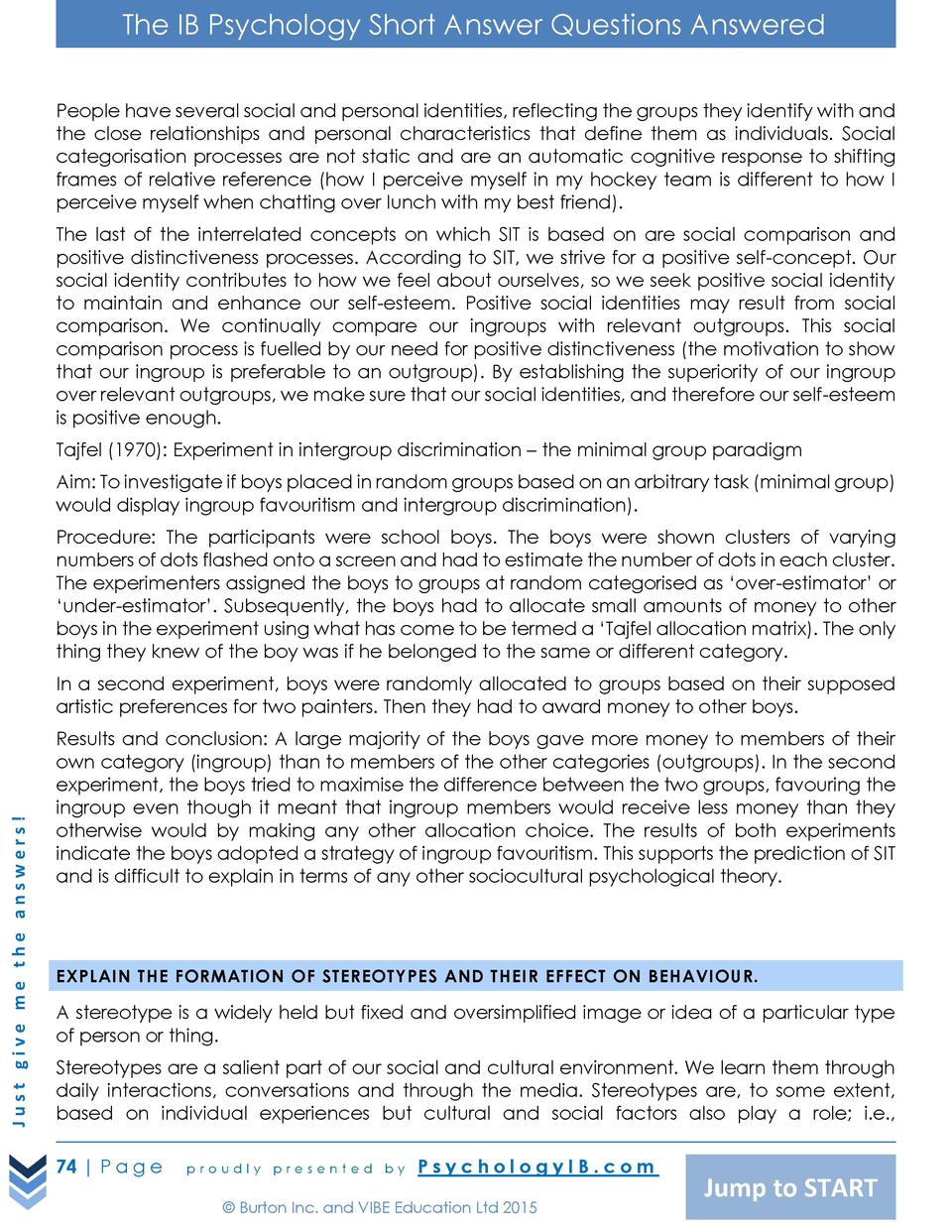 IB Psychology - SAQ Model Answer