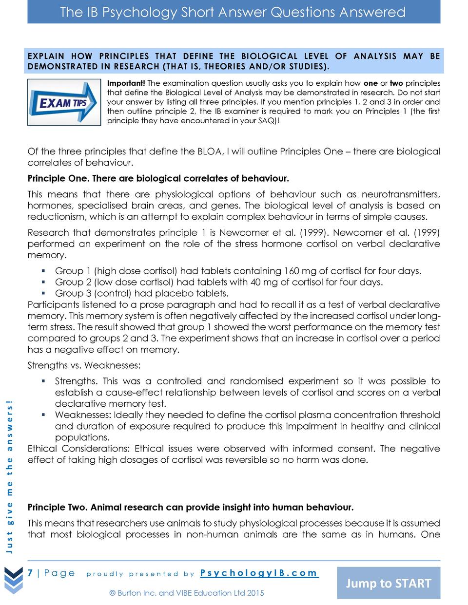 IB Psychology SAQ Model Answer ib-psychology-saq-model-answer