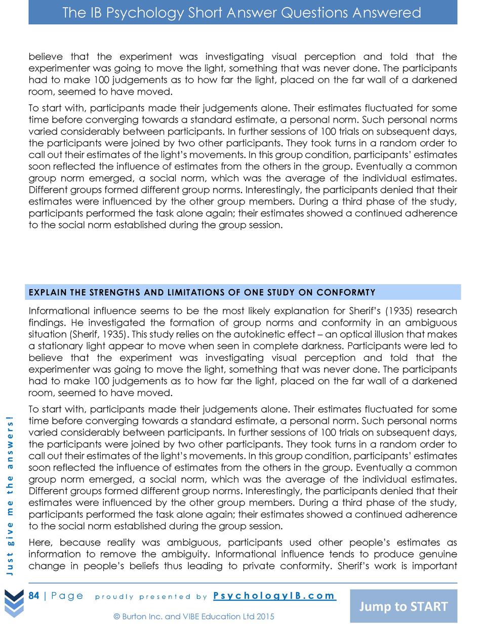 IB Psychology - SAQ Model Answer