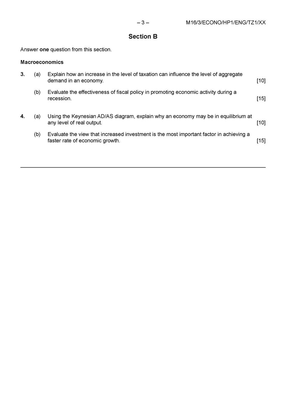 IB Economics 2016 Exams