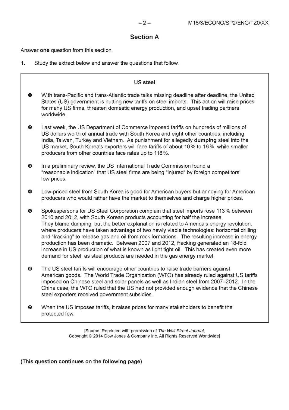 Ib economics paper 1 sample answers key