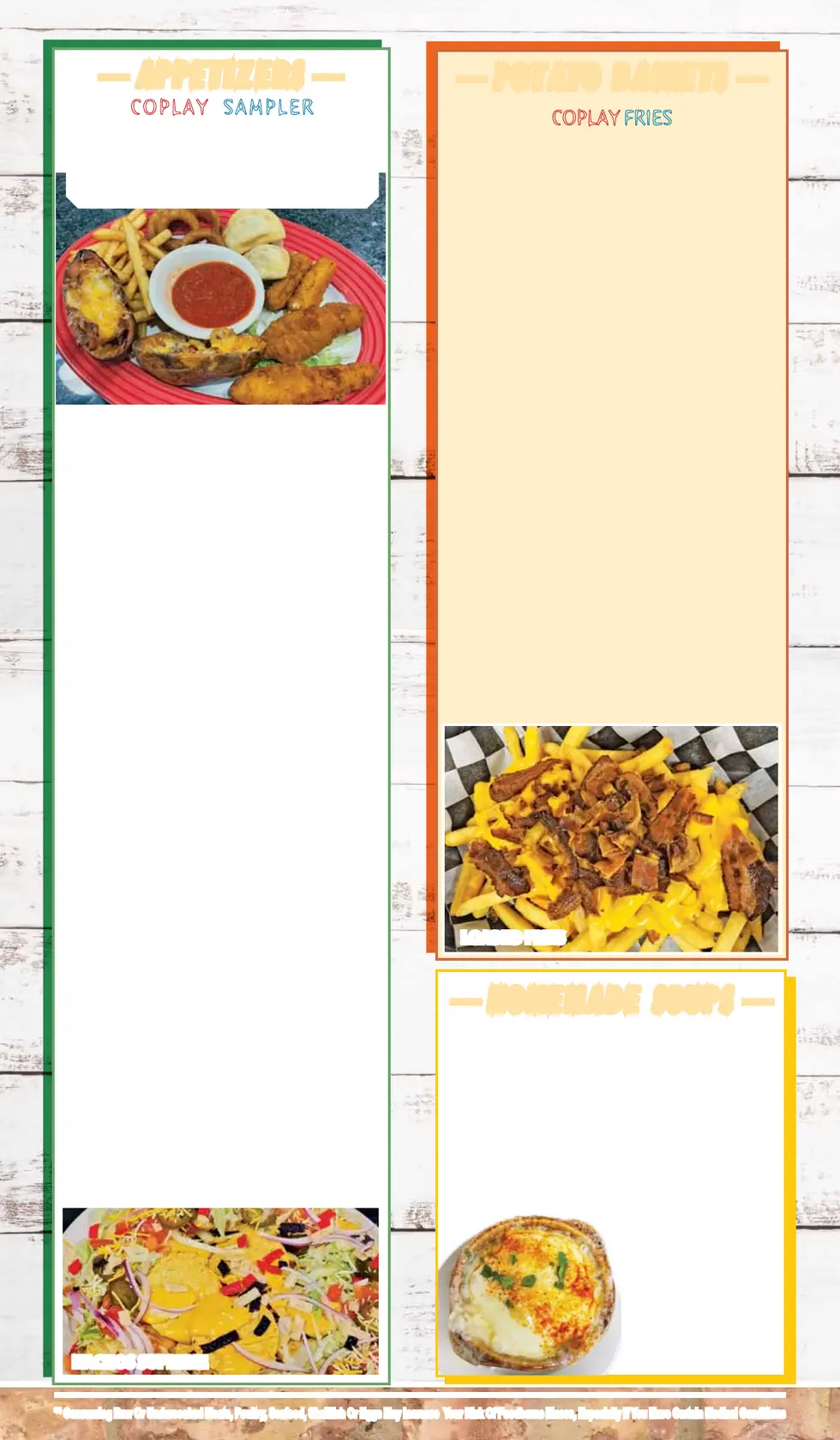 Coplay Dinner Menu 03.31.25