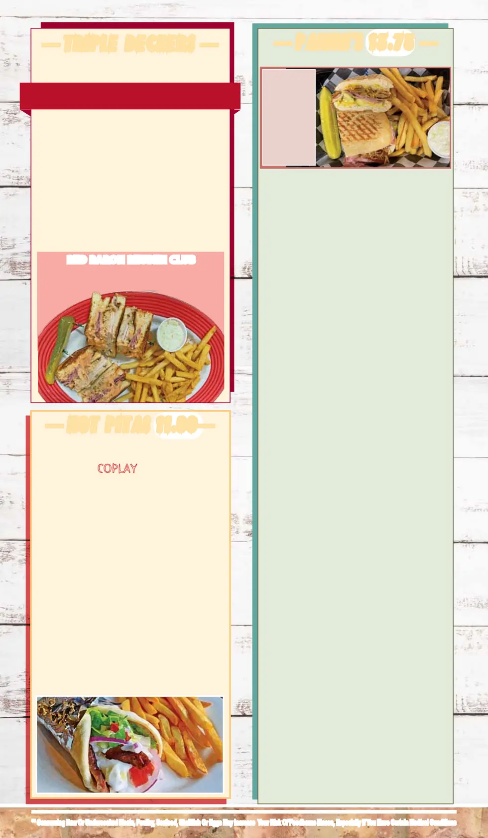 Coplay Dinner Menu 03.31.25