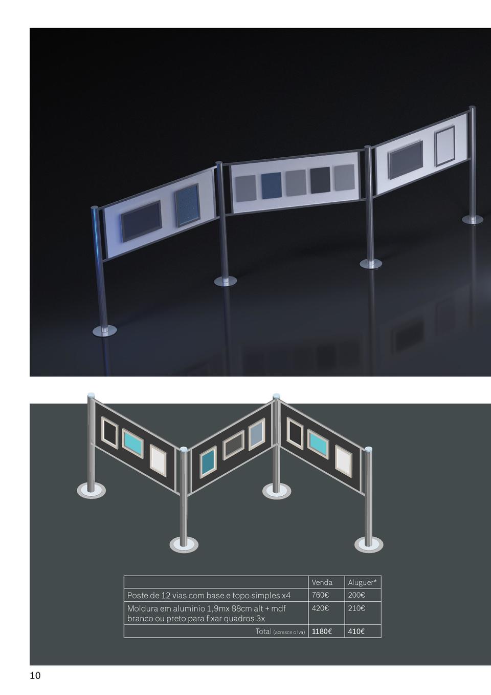 Venda  Aluguer   Poste de 12 vias com base e topo simples x1  190     50     Moldura em aluminio 1,9mx1,8m alt   cabos a  ...