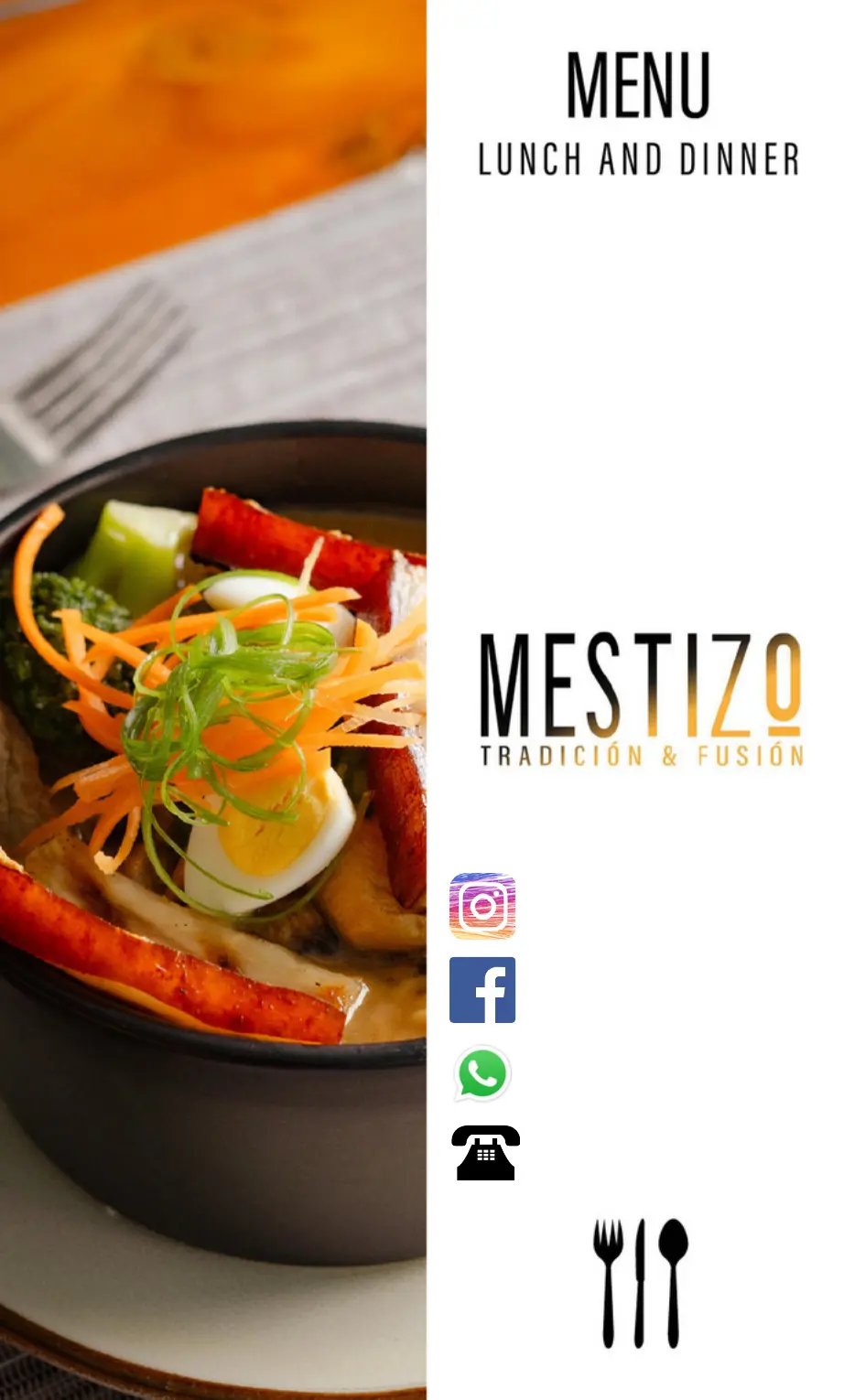 Mestizo Restaurant Menu