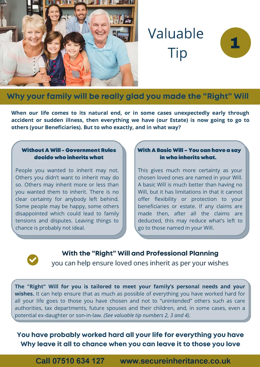    Valuable Tip  1  Why your family will be really glad you made the    Right    Will When our life comes to its natural e...