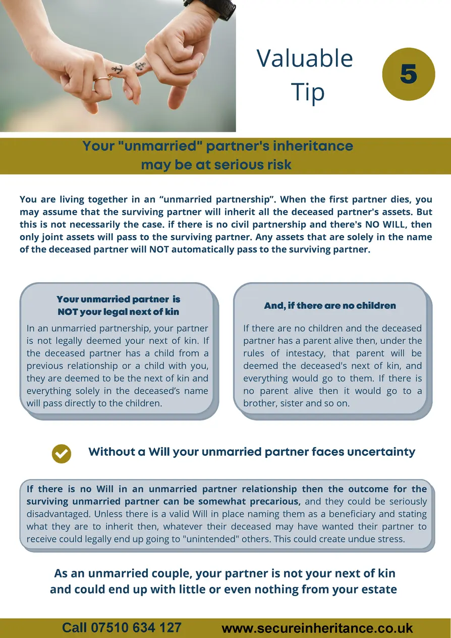    Valuable Tip  5  Your  unmarried  partner s inheritance may be at serious risk You are living together in an    unmarri...