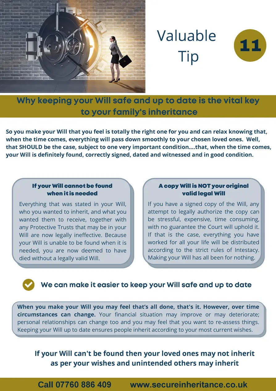    Valuable 11 Tip  Why keeping your Will safe and up to date is the vital key to your family s inheritance So you make yo...