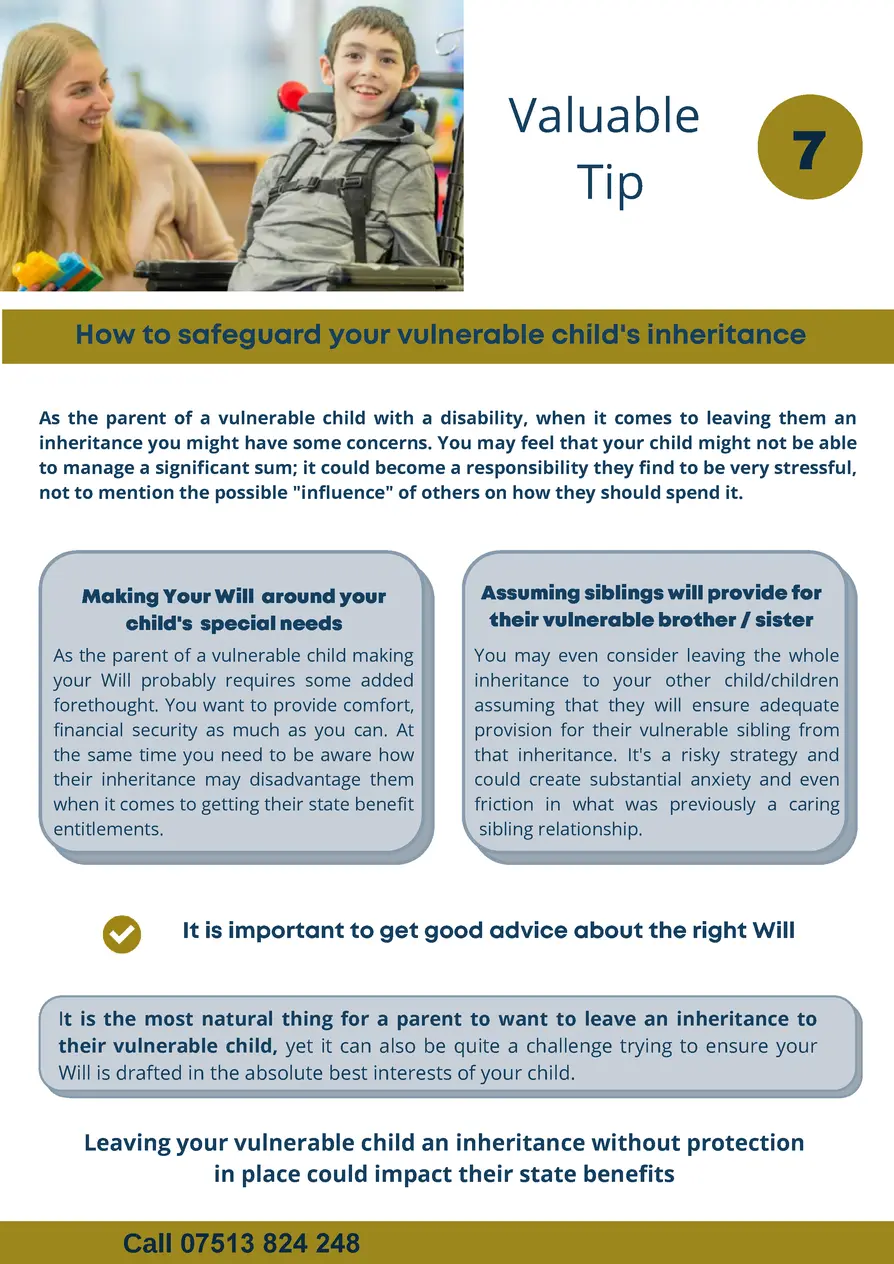    Valuable Tip  7  How to safeguard your vulnerable child s inheritance As the parent of a vulnerable child with a disabi...