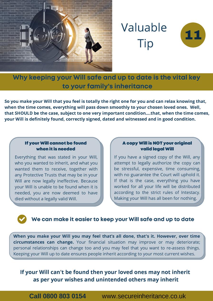   Valuable Tip  11  Why keeping your Will safe and up to date is the vital key to your family s inheritance So you make yo...