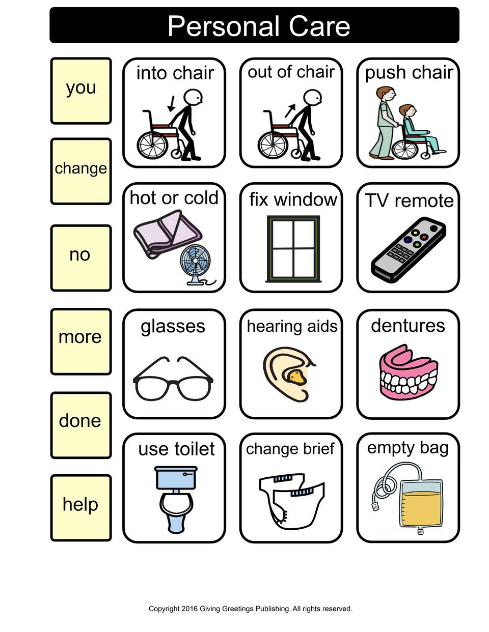 Big Picture Caregiving Communication Book Sample Pages